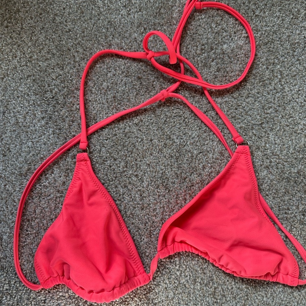Vibrant Pink Triangle Bikini Top
